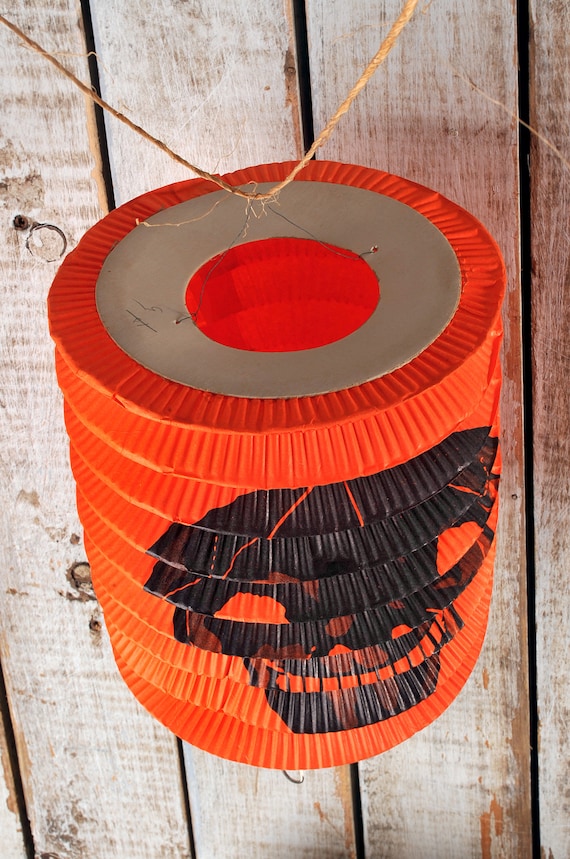 vintage accordion style halloween paper lantern skull holiday etsy