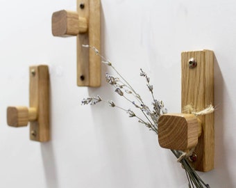 Oak Wall Hooks "Noel N" // Modern Wood Hooks // Wooden Hooks for Coats, Clothes // Hanger for Plant // Entryway Wall Organizer // Coat rack