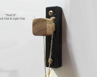 Black Oak/Light Oak Wall Hooks "Noel N" // Modern Wood Hooks // Wooden Hooks for Coats, // Hanger for Plant // Entryway Wall Organizer //