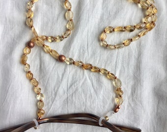 CITRINE EYEGLASS CHAIN with Copper accent