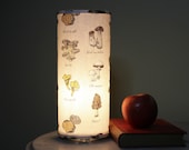 Wild Mushroom Fabric Lamp - handmade accent lamp with lovely culinary fungi, magic forest