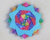 Rainbow Origami Rosette Magnet