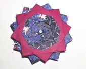 Deep Pink and Blue Origami Rosette Magnet