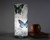 Botanical Butterfly Fabric Lamp - handmade accent lamp with lovely butterflies and plants