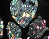 Hearts and Roses Rainbow Prism Window Decals - Set of 8, prevent bird strikes, reusable, phthalate-free, magic forest