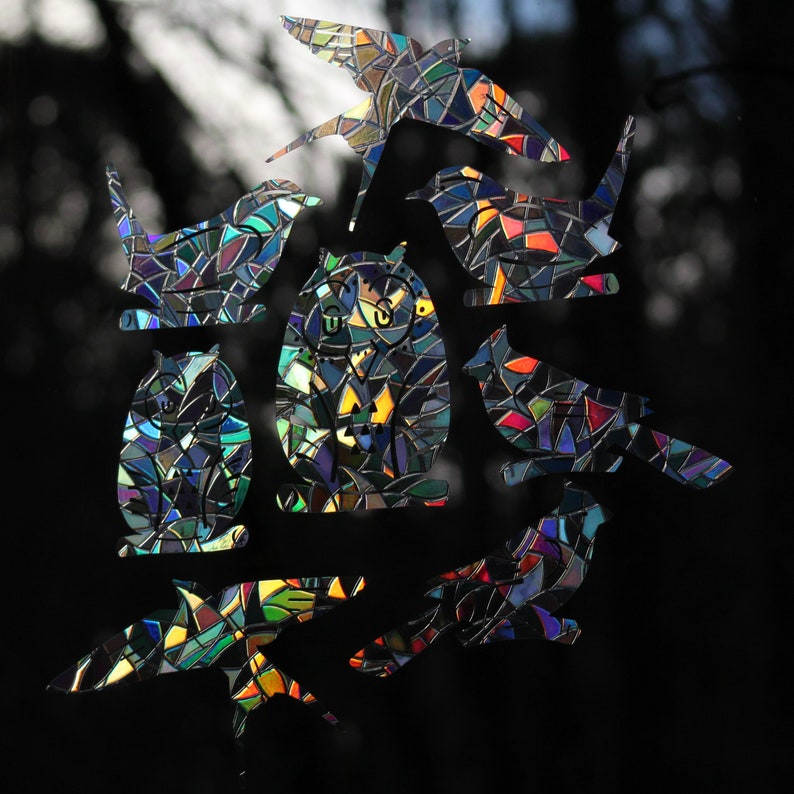 Birds Rainbow Prism Window Decals Set of 8 Prevent Bird Etsy
