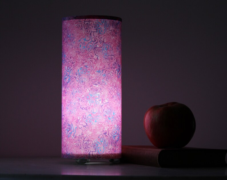 Lamp in pink petal marbled fabric  table or swag lamp image 1
