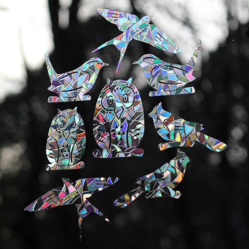 Birds Rainbow Prism Window Decals Set of 8 Prevent Bird Etsy