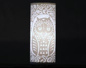 White Owl Hidden Creature Accent Lamp - nightlight, luminary, mood lighting, bedside lamp, silhouette, magic forest