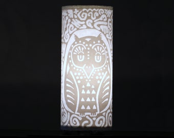 White Owl Hidden Creature Accent Lamp - nightlight, luminary, mood lighting, bedside lamp, silhouette, magic forest