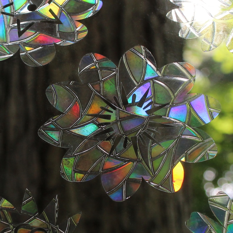 Pinwheel Flowers Rainbow Prism Window Decals Set of 12 Etsy