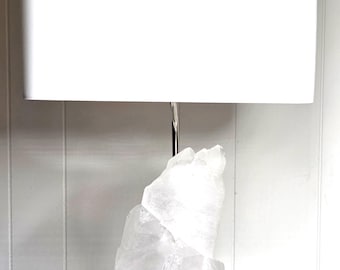 White Quartz Crystal Designer Lamp "Ophelia" -- Mineral Specimen Lamp//Rock Crystal Lamp//Gemstones//Geodes