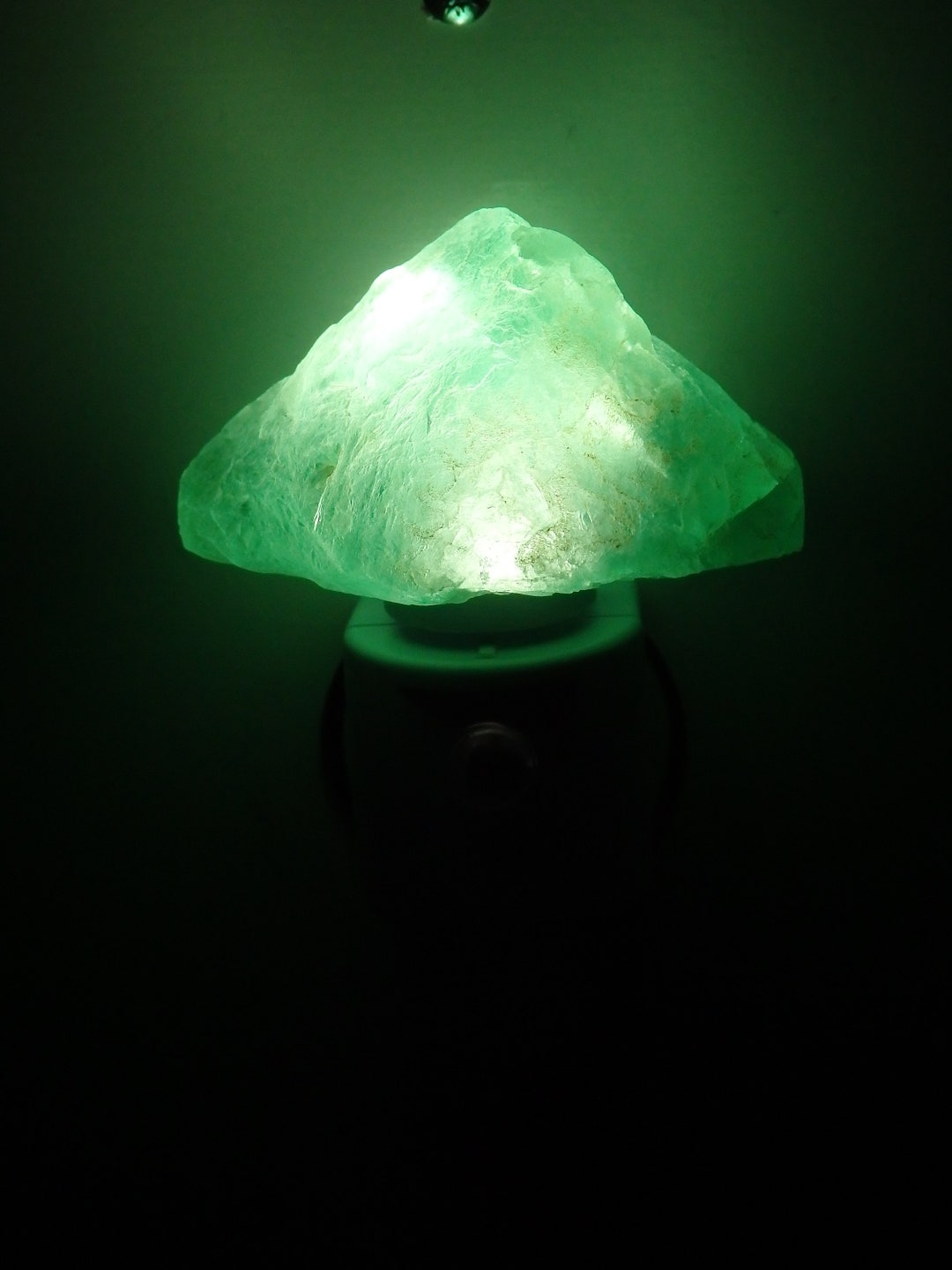Green Fluorite Raw Crystal LED Gemstone Night Light With Light Sensor ...