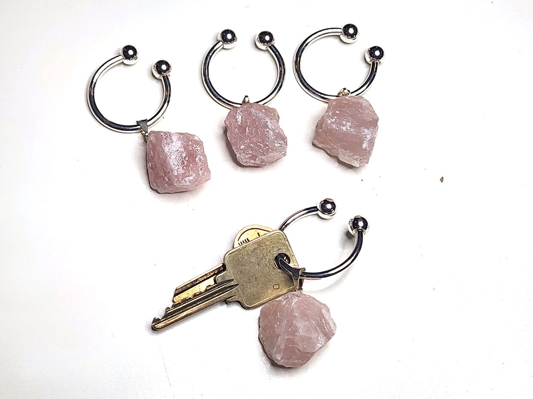 Natural Rose Quartz Silver-plated Key Ring - Love and Friendship Stone ...