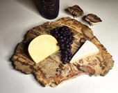 Petrified Wood Serving Platter 14&quot; x 10&quot;  (PW93) -  Cheese Board, Cutting Board, Charcuterie Board, Indonesian Petrified Wood
