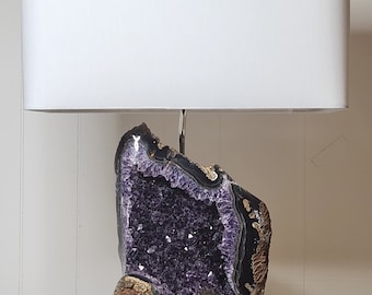 Natural Amethyst Designer Rock Crystal Lamp "Esther" -- Crystal Lamp/Gemstone lamp/Mineral Lamp//Geode Lamp