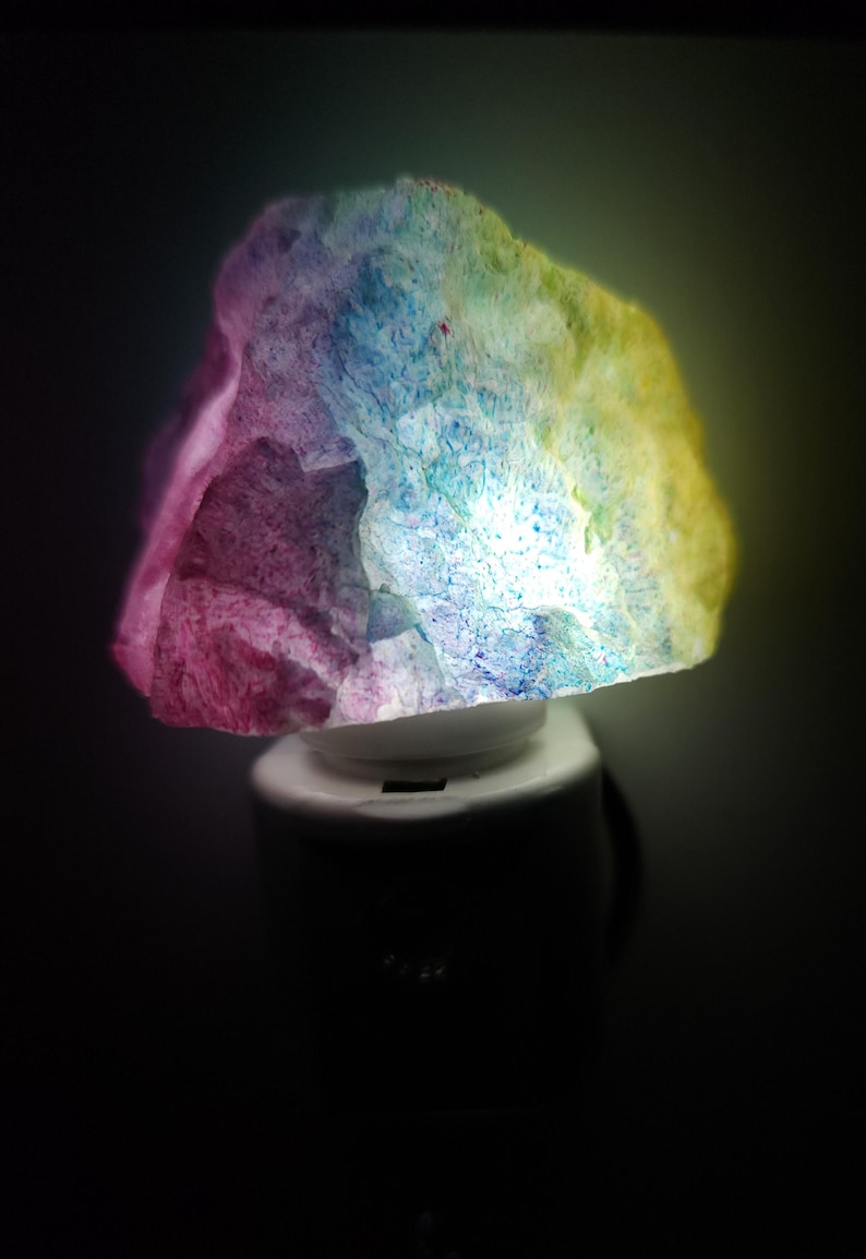 Rainbow Aura Quartz Crystal Chunk LED Gemstone Sensor Night Light ...