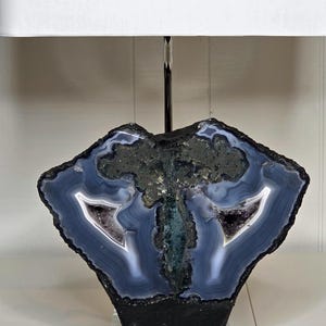 Brazilian Amethyst Agate Lamp &quot;Lavinia&quot; -- Designer Mineral Specimen Lamp//Crystals//Gemstones//Geodes