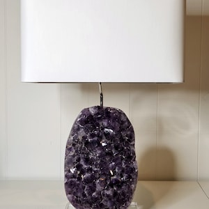 Natural Amethyst Designer Rock Crystal Lamp &quot;Lynette&quot; -- Crystal Lamp/Gemstone lamp/Mineral Lamp//Geode Lamp