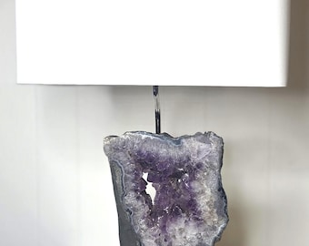 Brazilian Amethyst Designer Rock Crystal Lamp "Clementine" -- Crystal Lamp/Gemstone lamp/Mineral Lamp/Geode Lamp