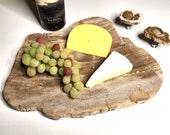 Petrified Wood Serving Platter 14" x 11.5" (PW56) - Cheese Board, Charcuterie Board, Cutting Board, Indonesian Petrified Wood