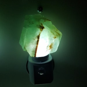 Emerald Green Calcite Crystal &quot;Rough&quot; Night Light with Light Sensor - sold individually -- LED Sensor Night Light - Geodes/Crystals/Gemstone