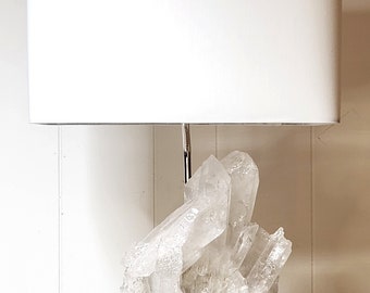 White Quartz Crystal Designer Lamp "Marisol" -- Mineral Specimen Lamp//Rock Crystal Lamp//Gemstones//Geodes