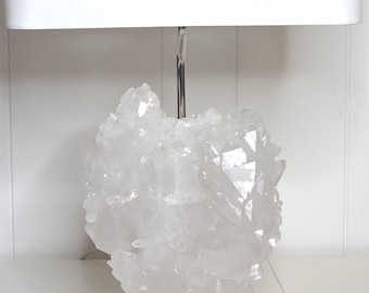 White Quartz Crystal Designer Lamp "Briana" -- Mineral Specimen Lamp//Rock Crystal Lamp//Gemstones//Geodes (X13)