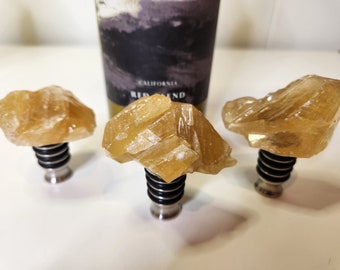 Amber Calcite Crystal Wine Stopper - sold individually -- Gemstone Wine Stopper/Geode Wine Stopper/Crystal Wine Stopper