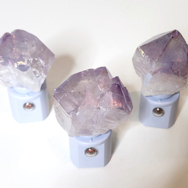 Amethyst Aura Quartz Crystal Cluster LED Gemstone Light Sensor Night Light - Geodes//Crystals//Minerals