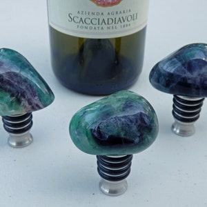 Polished Rainbow Fluorite Wine Stopper &quot;Rounded&quot; - sold individually --Geodes//Crystals//Minerals//Gemstone Wine Stopper