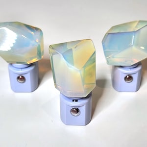 Opaline Opalite Crystal LED Night Light with Light Sensor - Sold Individually - Geodes//Crystals//Minerals