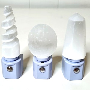 Natural Selenite Crystal LED Light Sensor Night Light in 3 Shapes - Sold Individually  -- Crystals//Gemstones//Minerals//Geodes