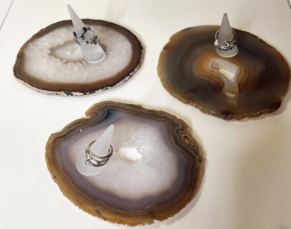 Natural Agate Ring Stand Stones//minerals//geodes//crystals