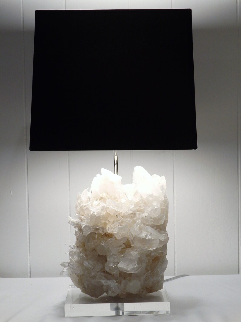 White Quartz Rock Crystal Table Lamp Rachel Image 0
