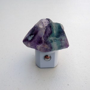 Rainbow Fluorite  "Rough" LED Gemstone  Light Sensor Night Light - Geodes//Crystals//Minerals