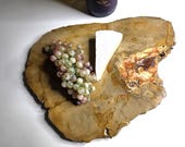 Petrified Wood Serving Platter 13&quot; x 10&quot;   (PW106) -  Cheese Board, Charcuterie Board, Cutting Board, Indonesian Petrified Wood