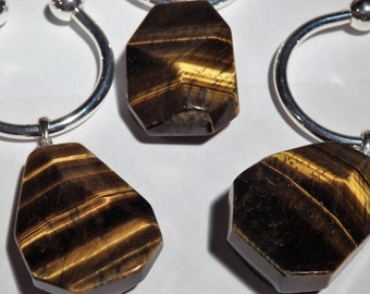 Tiger's Eye Silver Plated Key Ring  - Sold Individually - Crystals/Gemstones/Minerals