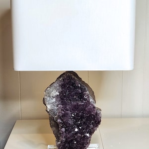 Natural Amethyst Designer Rock Crystal Lamp &quot;Sheila&quot; -- Crystal Lamp/Gemstone lamp/Mineral Lamp//Geode Lamp