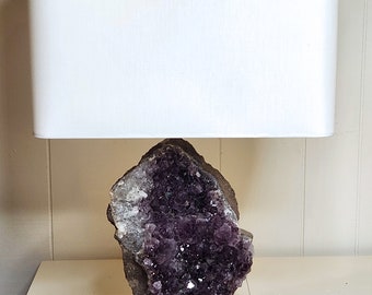 Natural Amethyst Designer Rock Crystal Lamp "Sheila" -- Crystal Lamp/Gemstone lamp/Mineral Lamp//Geode Lamp