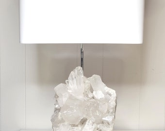 White Quartz Crystal Designer Lamp "Isabella" -- Mineral Specimen Lamp//Rock Crystal Lamp//Gemstones//Geodes