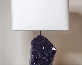 Natural Amethyst Designer Rock Crystal Lamp "Lorraine" -- Crystal Lamp/Gemstone lamp/Mineral Lamp//Geode Lamp