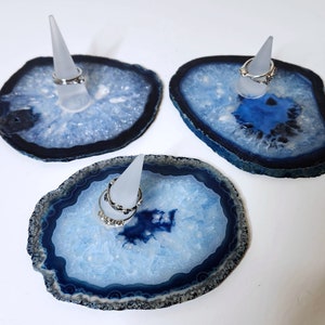 Blue Agate Ring Stand  - Stones//Minerals//Geodes//Crystals//Boho Jewelry Storage