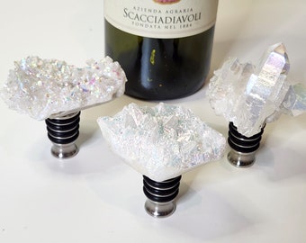 Angel Aura Crystal Cluster Wine Stopper - sold individually -- Gemstone Wine Stopper/Geode Wine Stopper/Crystal Wine Stopper