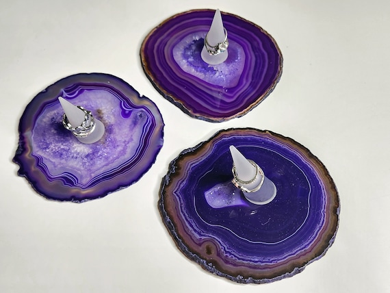 Purple Agate Ring Stand Stones//minerals//geodes//crystals//boho