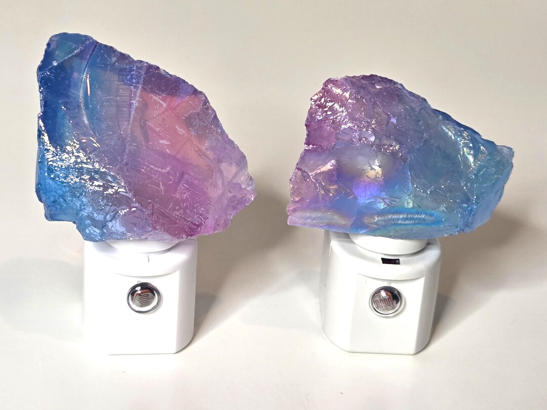 Rainbow Aura Quartz Crystal Chunk LED Gemstone Sensor Night Light in ...