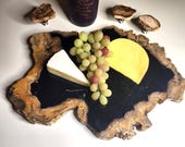 Petrified Wood Serving Platter 16&quot; x 12&quot;   (PW92) -  Cheese Board, Charcuterie Board, Cutting Board, Indonesian Petrified Wood