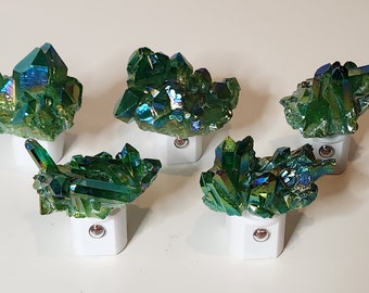 Extra Large "Premium" Green Apple Aura Quartz Crystal Cluster LED Gemstone Night Light -- Crystals//Minerals//Geodes