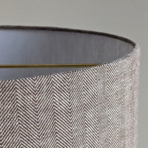 Handmade Lamp Shade in Brown Herringbone Fabric | Custom Herringbone Lamp Shade |  Modern Lamp Shade | Drum Lamp Shade