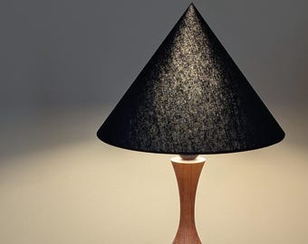 Cone Lamp Shade in Black Linen - Modern Lampshade with Euro Fitter